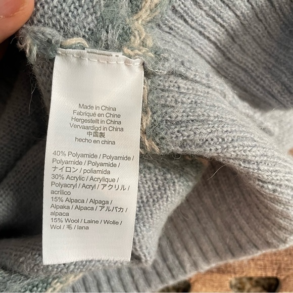 J Crew Fair Isle Yoke Puff Sleeve Sweater In Dusty Sky Peach Size Small - Picture 5 of 6